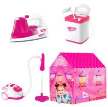 Máquina De Lavar Infantil + Aspirador Ferro Passar e Barraca - DM Toys