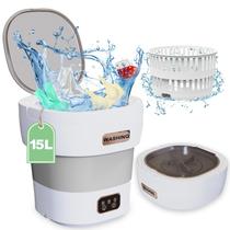 Máquina de Lavar Portátil ABXKZ 15L - Mini Lavadora com Secador Giratório Cinza