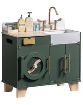 Máquina de lavar roupa de madeira Kids Play Kitchen ROBUD com acessórios