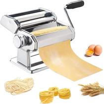 Máquina de Macarrão Manual 3 Cilindros Aço Inox com Manivela para Massa Caseira Portátil e Profissional