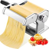 Máquina de Macarrão Manual 3 Cilindros Aço Inox com Manivela para Massa Caseira Portátil e Profissional