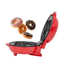 Máquina de Mini Donuts Elétrica 110V Vermelha 500W 3 Formas Antiaderentes Compacta