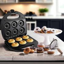 Máquina De Mini Donuts Rosquinhas Eletrica Portatil Confeitaria Preto Antiaderente