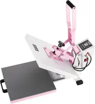 Máquina de prensa térmica VEVOR 15 x 15 cm digital para camisetas rosa