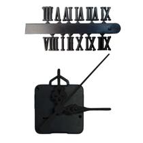 Máquina de Relógio Tic Tac Quartz de Parede 13mm com Ponteiros Luiz Xv 5,5cm Número Romano Preto