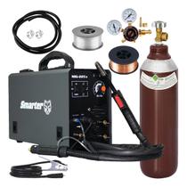 Maquina De Solda Inversora Multiprocesso Mig 160 Tig Eletrodo Completa Cilindro Arames 1kg Smarter 220V