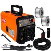 Maquina De Solda Inversora Multiprocesso Mig Sem Gás Smig 150 Tig Eletrodo Intech 220V + Arames 1kg Sem Gás