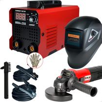 Maquina de solda Profissional Inversora 120a portátil digital 220v + Mascara e Esmerilhadeira