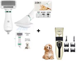 Máquina De Tosa Para Pets Corta Pelo Sem Fio Cachorro Gato Coelho+2 Em 1 Secador Cabelo Pente Escova Cão Gato Secar Port - TOSA E SECADOR PET