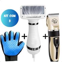 Máquina de Tosa Pet Completa com Luva Azul Ajustável e Secador