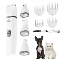 Máquina de Tosa Pet Tosador Sem Fio Aparador Cães Cachorros Gatos Kit Completo com Moedor de Unha