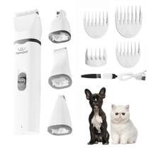 Máquina de Tosa Pet Tosador Sem Fio Aparador Cães Cachorros Gatos Kit Completo com Moedor de Unha