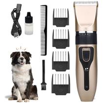 Máquina de Tosa Recarregável Pets ND9901 Silenciosa com Lâminas Inox e Cerâmica para Cães e Gatos