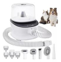Maquina De Tosar com Aspirador de Pelos Pet Cães Gatos Kit de Limpeza 5 em 1 Banho e Tosa Pet Shop 127V Profissional - NewPet