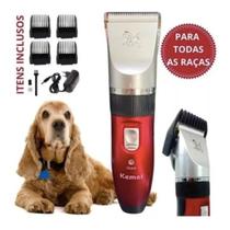 Máquina de Tosar Pet Tosador Sem Fio Profissional Aparador Cães Cachorros Gatos Vermelho - Kapbom KA-3631