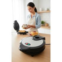 Máquina de Waffle 1200W: 4 Delícias Caseiras em Minutos!