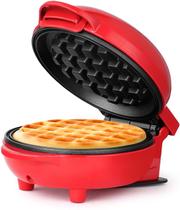 Máquina de Waffle Antiaderente Compacta Vermelha - Acessível & Eficiente