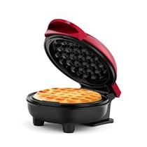 Máquina de Waffle Antiaderente, Vermelho Metálico - Waffles de 10 cm em Minutos