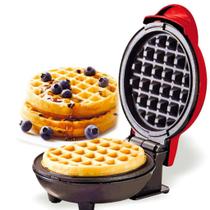 Máquina de Waffle Mini Grill Antiaderente Vermelho 110v - Hyllis