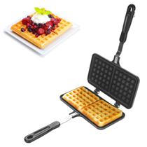Máquina de waffles Agatige Stovetop Ferro fundido antiaderente de cabeça dupla