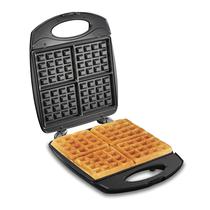 Máquina de Waffles Antiaderente Compacta com Luzes Indicadoras - Preta
