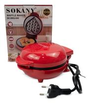 Máquina De Waffles Coração Sokany Antiaderente Vermelho 127v