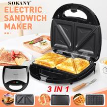 Máquina de waffles elétrica SOKANY KJ-302 750W 220-240V 3 em 1 - Generic