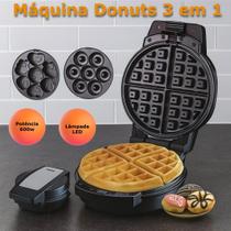 Máquina Donuts 3 em 1 Multifuncional Donuts Bolinhos e Waffles 600w Café da Manhã Casa Cozinha