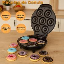 Máquina Donuts 7 Mini Rosquinha Café da Manhã 110v/220v Portátil Preparos Casa Comidas Luz LED