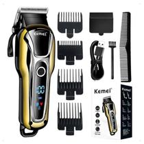 Maquina Elétrica Cortar Cabelo Kemei KM1990 Turbo Profissional Recarregável - Maquininha, Aparador, Barbeador, Bivolt