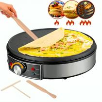 Máquina Elétrica Multifuncional Antiaderente 1000w 110v Chapa Redonda Grill Panqueca Ovos Crepe Com Ajuste De Temperatura - Premium