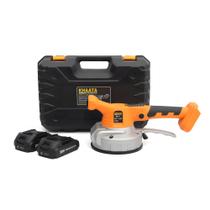 Máquina Elétrica Vibratória de Assentar para Pisos Porcelanato Cerâmica Azulejos 180x180 70kgs 5000 a 18000 RPM Bivolt 2 Baterias de 20V