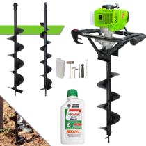 Máquina Fura Terra Perfurador de Solo Menegotti MPS52 À Gasolina 52cc 1,8HP 9.000rpm Com Empunhadura Ergonômica e Ignição CDI + KIT Brocas 80x10cm, 80x15cm e 80x20cm + EXTRA 1 ÓLEO STIHL Máquina Fura Terra Perfurador de Solo Menegotti MPS52 À Gasolina 52cc 1,8HP 9.000rpm Com Empunhadura Ergonômica e Ignição CDI + KIT Brocas 80x10cm, 80x15cm e 80x20cm + EXTRA 1 ÓLEO STIHL