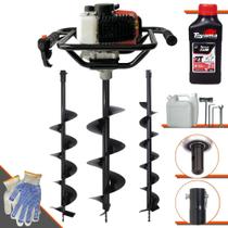 Máquina Fura Terra Perfurador de Solo Vant VPS52 À Gasolina 2T 52cc 6.500rpm 2HP + Brocas 80x10cm, 80x15cm e 80x20cm + EXTRA 1 ÓLEO TOYAMA