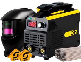 Maquina Inversora Solda Com Visor Digital 120a 220v Mma e Mascara De Solda Esquadros Eletrodo