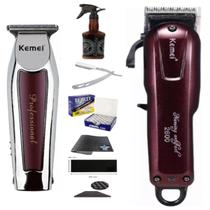 Maquina Kemei 2600 Potente Cortar Cabelo Babar Kemei 2712 Acabamento Barba Pezinho Costeleta