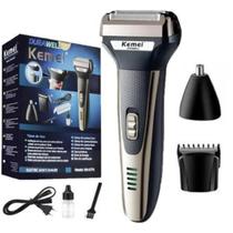 Maquina Kemei De Barbear Depilador Masculino 3X1 Barba Nariz