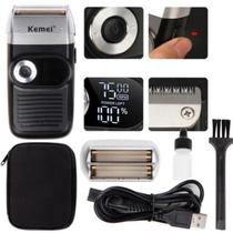 Maquina Kemei Km 2026 Recarregável USB Compacta Slim