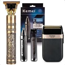 Máquina Kemei Original com Barbeador Profissional e Aparador Azul Máquina Kemei Original com Barbeador Profissional e Aparador Azul