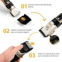 Maquina Maquininha Tosa Pet Cachorro Gato Kit Profissional Cor Dourado Maquina Maquininha Tosa Pet Cachorro Gato Kit Profissional Cor Dourado