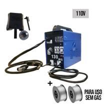 Maquina mig 130a uso sem gas 110v + 2 arame 0.8mm de 1 kg uso sem gas