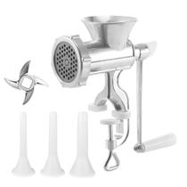 Máquina Moedor De Carne Manual Alumínio Nº 10 Com Funil Para Linguiça