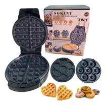 Máquina Multifunção 3 Em 1 Bolinho Donuts Waffle 600w 127V