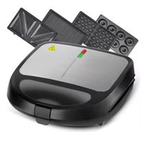 Maquina Multifuncional 4 Em1 Waffle Sanduicheira Bolinhos Donuts Emogis 600w Preto 220v