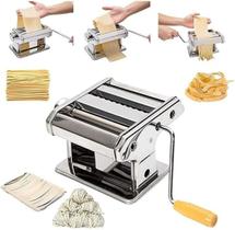 Maquina Para Massas e Macarrão de Inox Com Manivela Manual Lasanha Pastel Espaguete