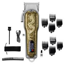 Máquina Profissional Barbearia Cabelo Barba Recarregável Cor Dourado Máquina Profissional Barbearia Cabelo Barba Recarregável Cor Dourado