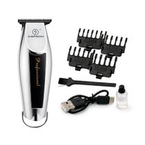 Máquina Profissional Cortar Cabelo E Barba Acabamento Sem Fio Prateado Recarregável USB Bivolt Máquina Profissional Cortar Cabelo E Barba Acabamento Sem Fio Prateado Recarregável USB Bivolt