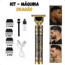 Máquina Profissional Dragão Dourado Cortador de Cabelo e Barba Sem Fio