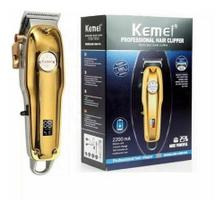 Máquina Profissional Kemei Hair Clipper Display Digital Dourado