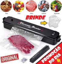Máquina Seladora A Vácuo Elétrica Profissional Original Embalador Alimentos Doméstica Portátil Comida + Sacos Plásticos